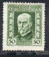 CZECH REPUBLIC REPUBBLICA CECA CZECHOSLOVAKIA CESKA CECOSLOVACCHIA 1925 PRESIDENT THOMAS GARRIGUE MASARYK 50h MH - Nuevos