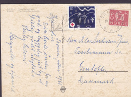 Norway PPC Tromsdalen Kirke Church Eglise. Aune F-3133-6 TROMSØ 1966 GENTOFTE Denmark Red Cross Christmas Seal (2 Scans) - Lettres & Documents