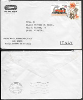 India Bombay Cover Mailed To Italy 1990. South Eastern Railway Train Stamp - Lettres & Documents