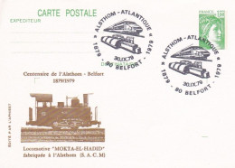 1979--BELFORT--cachet Commémoratif--Centenaire De L'Alsthom- Sur Entier CP Type Sabine  1.00F --date 30-9-79- Locomotive - Cachets Commémoratifs