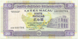 MACAU - 20 Patacas - 01.09.1996 - Pick 66 - Serie AH - BNU - PORTUGAL - Macao