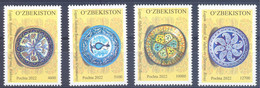 2022. Uzbekistan, Ceramics, Traditional Plates, 4v, Mint/** - Ouzbékistan