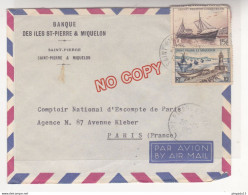 Au Plus Rapide Saint Pierre Et Miquelon Marcophilie Lettre En-tête Banque Des Iles De St Pierre Et Miquelon Paris - Cartas & Documentos
