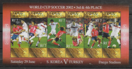 MALDIVES  Feuillet N°  3387/92 * *  ( Cote 15e )  Cup 2002   Football  Soccer Fussball Corée Turquie - 2002 – Zuid-Korea / Japan