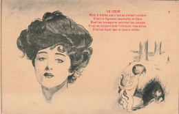 ILLUSTRATEUR NON SIGNE - Le Coeur - Portrait D'une Femme - Cupidon - Carte Postale Ancienne - 1900-1949