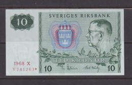 SWEDEN - 1968 10 Kronor XF (* Replacement)  Banknote As Scans - Schweden