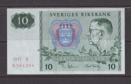 SWEDEN - 1971 10 Kronor AUNC/XF Banknote As Scans - Sweden
