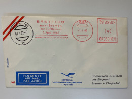 1962 Erstflug Wien Bremen Mit Lufthansa - Variétés & Curiosités