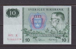 SWEDEN - 1971 10 Kronor (* Replacement) XF Banknote As Scans - Schweden