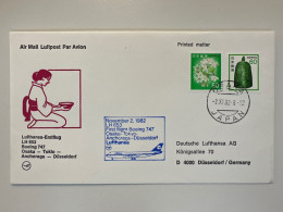 1982 First Flight Boeing 747 Osaka Tokyo Anchorage Düsseldorf Cover - Corréo Aéreo