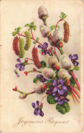 FLEURS - Bouquet - Joyeuses Pâques - Colorisé - Carte Postale Ancienne - Fleurs