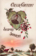 FANTAISIES - Hommes - Cœur Content - Soupir Souvent - Colorisé - Carte Postale Ancienne - Hommes