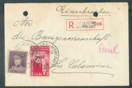 CANTONS De L'EST -   1Fr50 KEPI + 1Fr. EXPOSITION De BRUXELLES obl. Sc LA CALAMINE NEU-MORESNET Sur Lettre Recommandée D - 1931-1934 Quepis