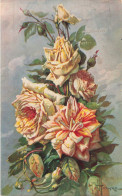 FLEURS - Roses Jaunes - Carte Postale Ancienne - Flores