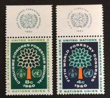 1960 - United Nations UNO UN ONU - World Forestry Congress - Tree -  Unused - Neufs