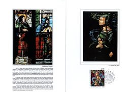 " VITRAIL DE LA CATHEDRALE D'AUCH " Sur Encart 1er Jour LUXE N°té Sur Soie De 4 Pages De 1999 N° YT 3254. Parf état FDC - Verres & Vitraux