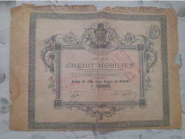 Action Titre CREDIT MOBILIER 500 FRANCS 1878 - Banque & Assurance