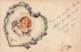 ANGE - Illustration D'un Ange Dans Un Coeur - Cadre - Colorisé - Carte Postale Ancienne - Engelen