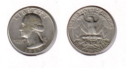 Etats Unis  Quarter Dollar 1985 D , 1985D ; USA - 1932-1998: Washington