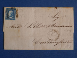 C   DUCHé ITALIEN 2 SICILES  BELLE LETTRE  RARE Signee BOTTACCI 1859  PALERMO A CALTANISETTA  2g I Plaque Saxonne N 6+++ - Sicily