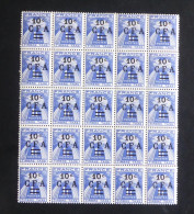 REUNION - 1949-50 - Taxe TT N°YT. 36 - 10c Bleu - Bloc De 25 - Neuf Luxe ** / MNH - Strafport