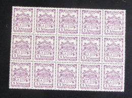 REUNION - 1933 - Taxe TT N°YT. 16 - 5c Lilas - Bloc De 15 - Neuf Luxe ** / MNH - Strafport