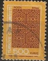 TURKEY 1974 Official - Trellis Motif - 500k. - Brown On Yell FU - Francobolli Di Servizio