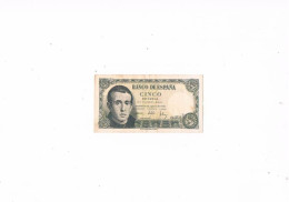 Billete Antiguo Cinco Pesetas 1951 - Andere & Zonder Classificatie