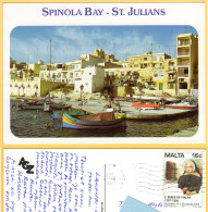 Boats In Spinola Bay - St. Julians, Malta -posted 1997 Pioneers Of Education Mi 1021 Stamp - Malte