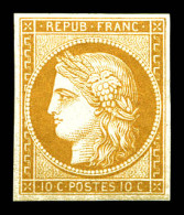 ** N°1f, 10c Bistre Clair, Impression De 1862, Fraîcheur Postale. SUP (certificat)  Qualité: ** - 1849-1850 Cérès