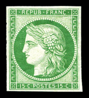 ** N°2e, 15c Vert, Impression De 1862. Fraîcheur Postale, SUP (certificat)  Qualité: ** - 1849-1850 Cérès