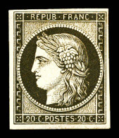 * N°3f, 20c Noir Sur Jaune Impression De 1862, TTB (certificat)  Qualité: *  Cote: 575 Euros - 1849-1850 Ceres
