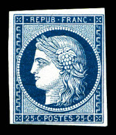 ** N°4a, 25c Bleu Foncé, Exceptionnelle Fraîcheur, R.R.R, SUPERBE (signé Brun/Calves/certificat)  Qualité: ** - 1849-1850 Ceres