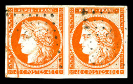 O N°5, 40c Orange En Paire, Grande Fraîcheur. SUP (signée Scheller/certificat)  Qualité: Oblitéré  Cote: 1200 Euros - 1849-1850 Ceres