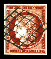 O N°6, 1fr Carmin-foncé Obl Grille Légère, Très Jolie Pièce. SUP (certificats)  Qualité: Oblitéré  Cote: 1250 Euros - 1849-1850 Ceres