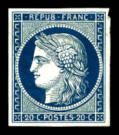 ** N°8a, Non émis, 20c Bleu Foncé, Fraîcheur Postale, Superbe (signé Brun/certificats)  Qualité: ** - 1849-1850 Cérès