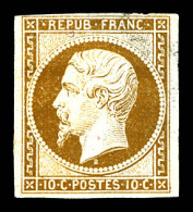 (*) N°9, 10c Bistre, Aminci, Belle Présentation. R. (certificats)  Qualité: (*)  Cote: 13500 Euros - 1852 Louis-Napoleon