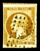 O N°9, 10c Bistre-jaune Obl Pc 2738, Belles Marges Avec Deux Voisins. SUP (certificat)  Qualité: Oblitéré  Cote: 850 Eur - 1852 Louis-Napoleon