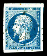 O N°10, 25c Bleu, Pièce Choisie. TTB  Qualité: Oblitéré - 1852 Louis-Napoléon