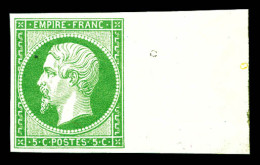 ** N°12, 5c Vert, Grand Bord De Feuille Latéral, Fraîcheur Postale. SUP (certificat)  Qualité: ** - 1853-1860 Napoléon III