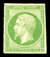 * N°12a, 5c Vert-jaune. TB (signé/certificat)  Qualité: *  Cote: 1525 Euros - 1853-1860 Napoléon III