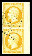 O N°13Aa, 10c Jaune Citron En Paire Bdf Obl Pc '340', Pièce Choisie. SUP (signée Scheller/certificat)  Qualité: Oblitéré - 1853-1860 Napoléon III