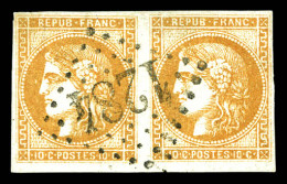 O N°43Ba, 10c Bistre-roux En Paire Obl GC 1284. TTB  Qualité: Oblitéré - 1870 Bordeaux Printing