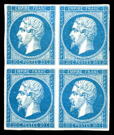 ** N°14A, 20c Bleu Type I En Bloc De Quatre, Fraîcheur Postale. SUP (signé Calves/certificat)  Qualité: ** - 1853-1860 Napoléon III