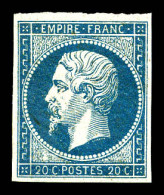 ** N°14A, 20c Bleu Type I. TB (certificat)  Qualité: ** - 1853-1860 Napoleon III