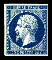 * N°14Ab, 20c Bleu-noir Type I, Très Jolie Nuance. SUP. R. (signé Calves/certificat)  Qualité: *  Cote: 2500 Euros - 1853-1860 Napoléon III