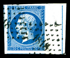 O N°14Ai, 20c Bleu Obl Pc 1818, Grandes Marges Avec Voisins Bdf Avec Filet D'encadrement. SUPERBE (signé/certificat)  Qu - 1853-1860 Napoléon III