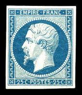 * N°15, 25c Bleu, Grande Fraîcheur. SUP. R.R. (signé Brun/certificats)  Qualité: *  Cote: 3600 Euros - 1853-1860 Napoléon III