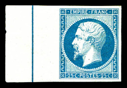 * N°15b, 25c Bleu, Grand Bord De Feuille Avec Filet D'encadrement, Belles Marges. SUP. R.R. (signé/certificats)  Qualité - 1853-1860 Napoléon III