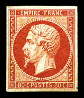 * N°17Ah, 80c Carmin, Impression De 1862. SUP (certificat)  Qualité: *  Cote: 3000 Euros - 1853-1860 Napoléon III.